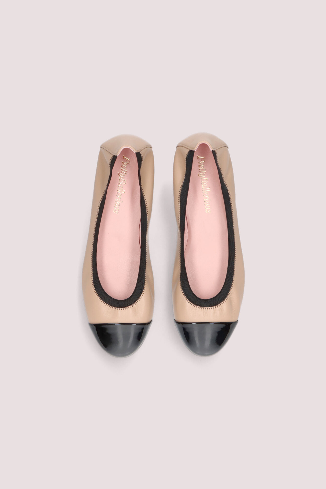 Pretty Ballerinas Ballet flats in nude nappa leather with black patent toes Beige