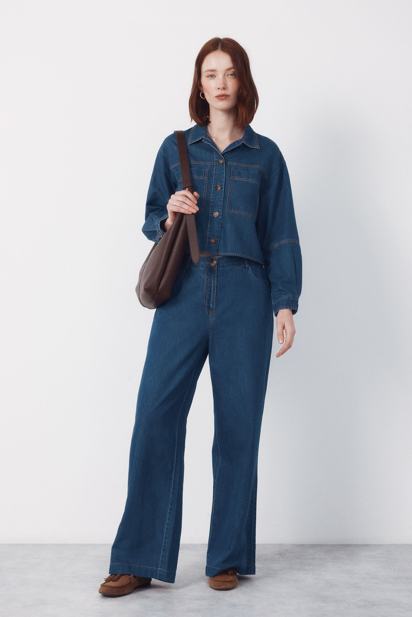 Cortefiel Soft palazzo jeans Blue