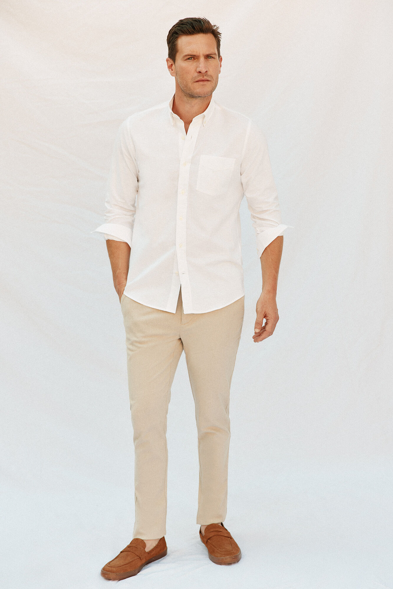 Cortefiel Plain linen/cotton shirt