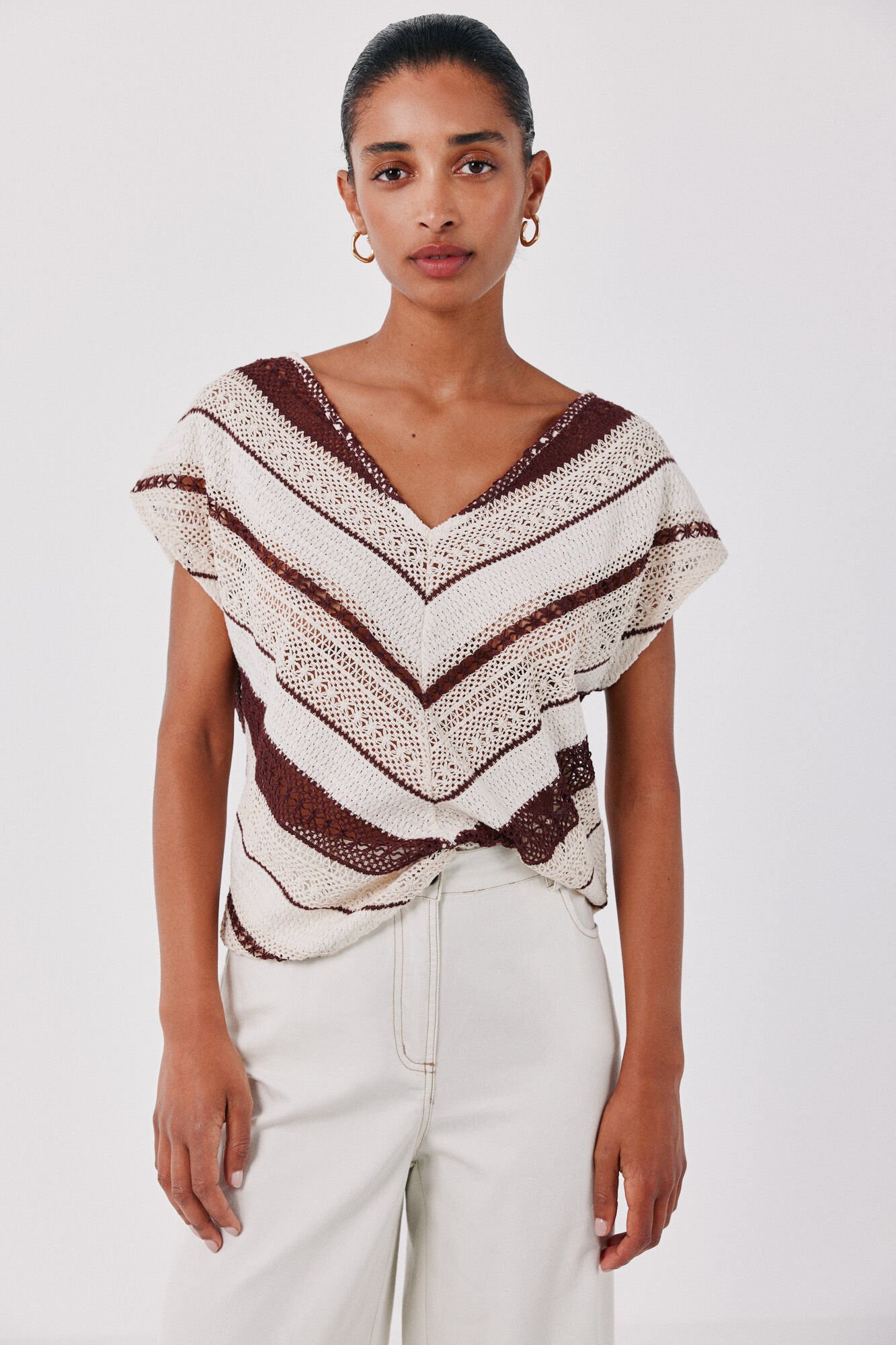 Cortefiel T-shirt em crochet multicolor