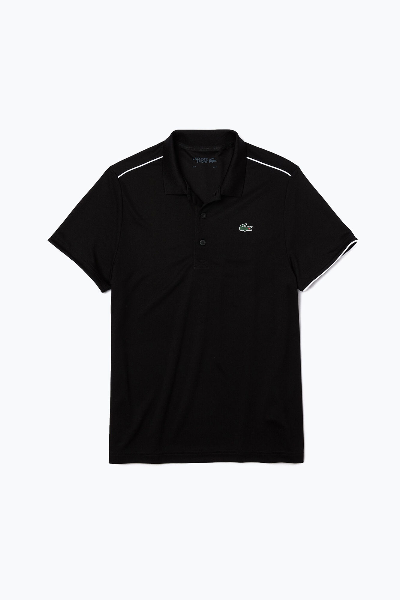 Lacoste Polo shirt with contrasting piping on the shoulders and sleeve ends Black