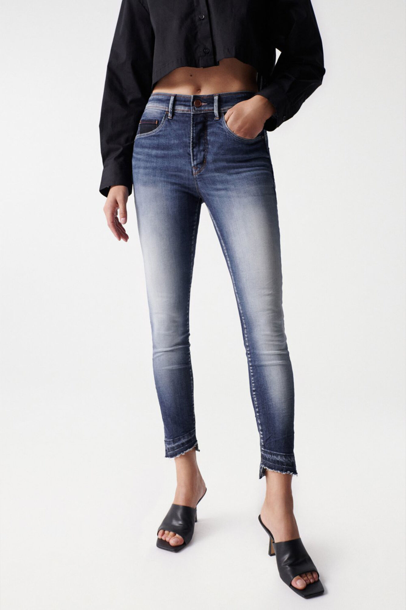 Salsa Jeans Jeans faith push in cropped lavagem premium Azul