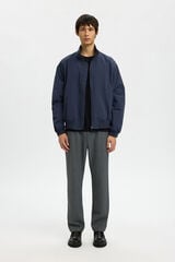 Selected Men's plain zip-fastening bomber jacket Navy