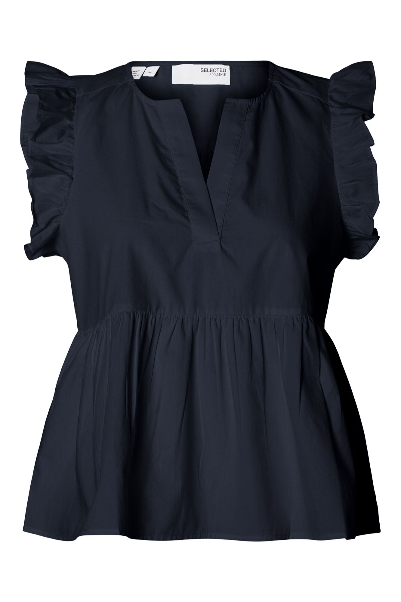 Selected Blusa sem mangas e folhos Azul