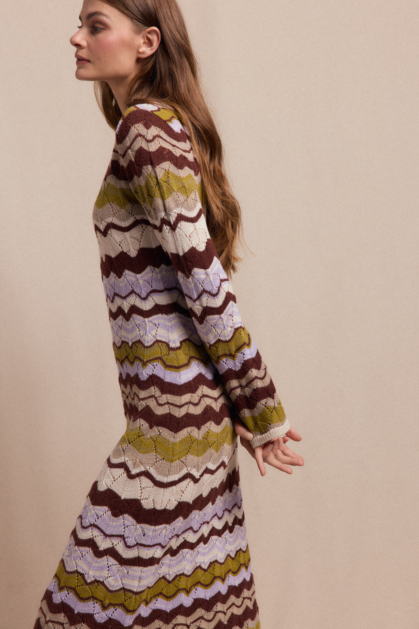 Slowlove Vestido punto ondas multicolor