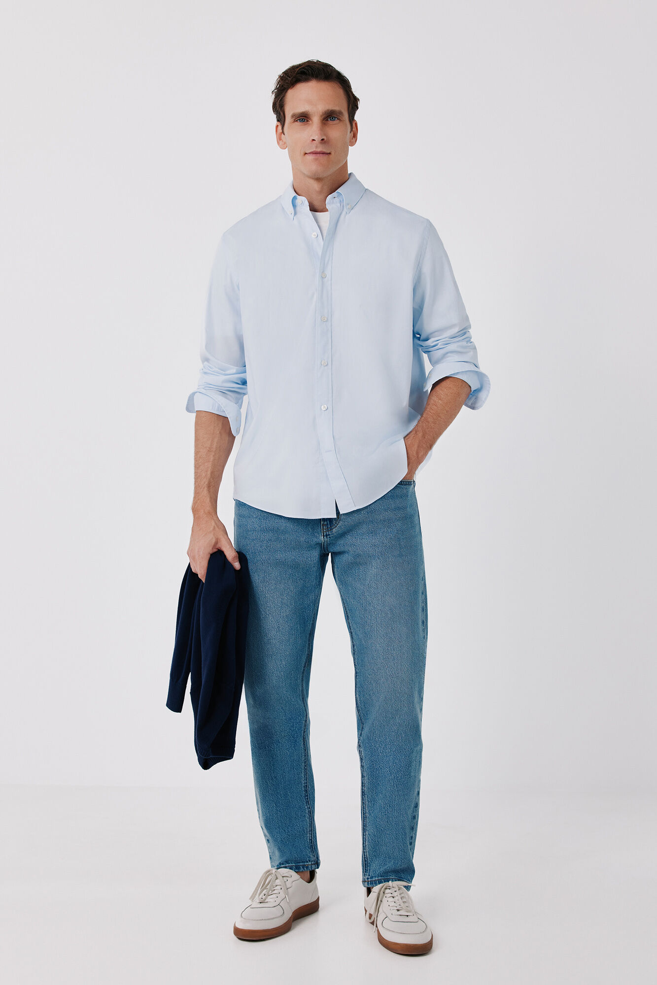Cortefiel Camisa lisa em oxford leve