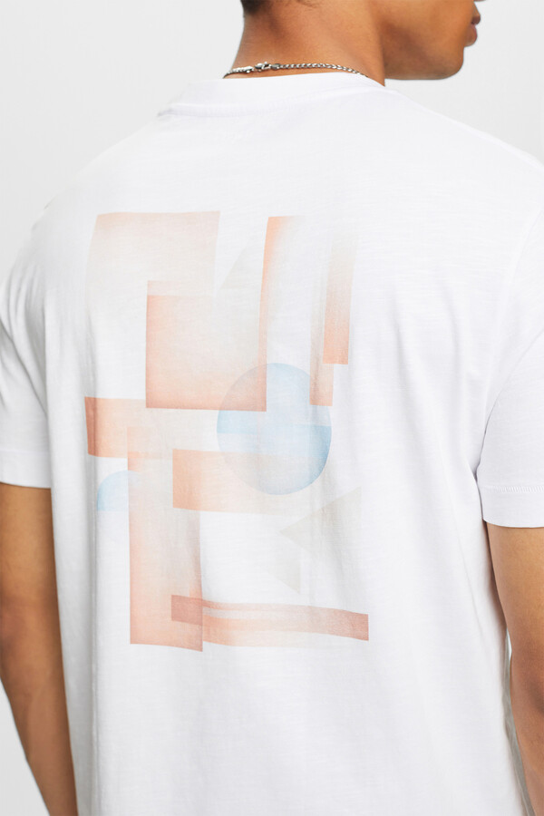 Cortefiel Camiseta algodón logo y transfer en espalda Blanco
