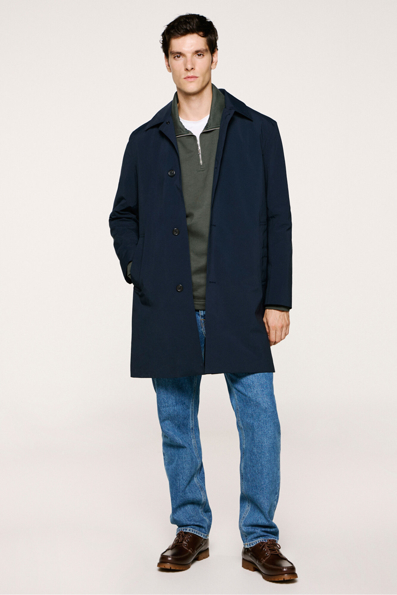 Selected Sobretudo t&eacute;cnica imperme&aacute;vel com colete remov&iacute;vel 