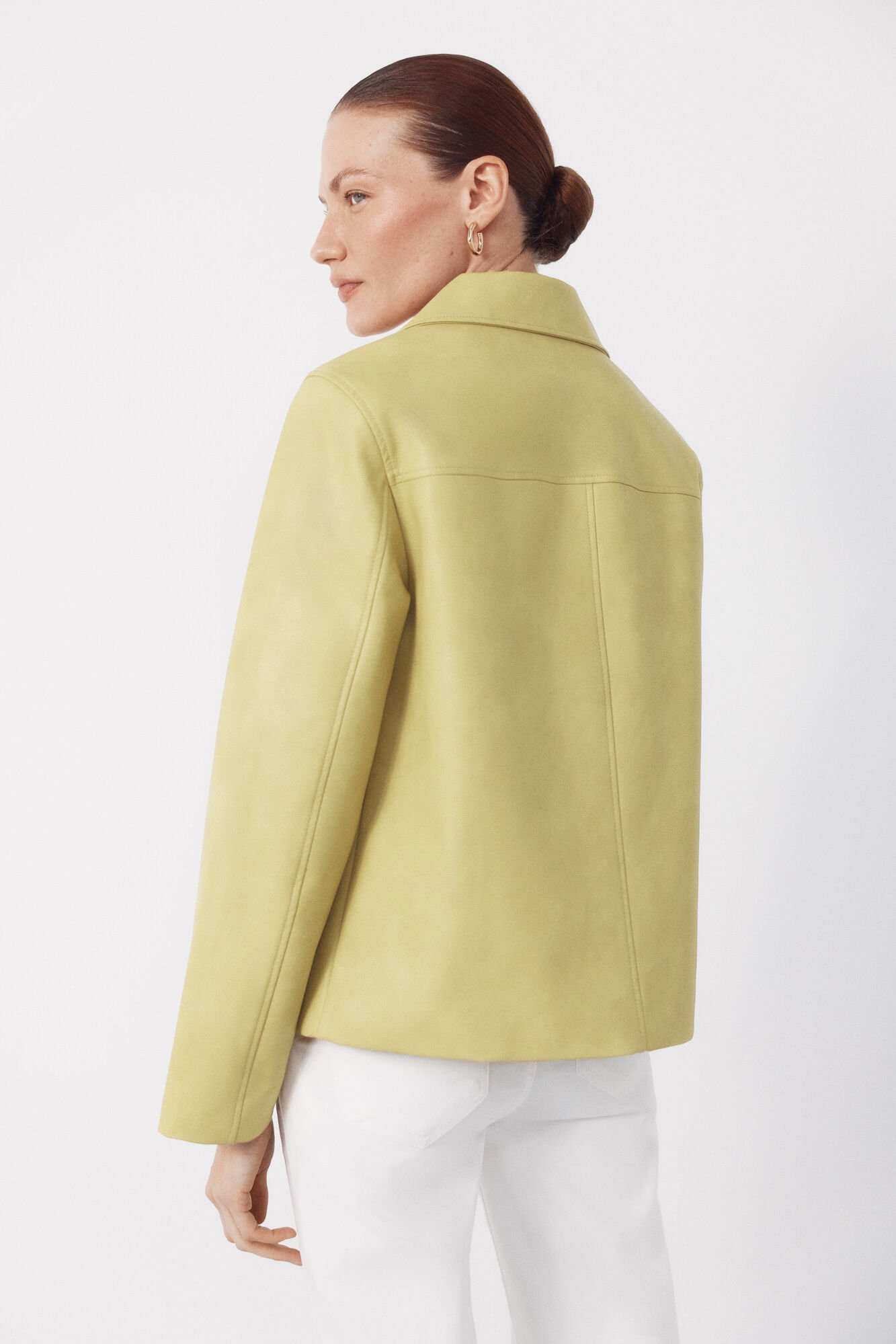 Cortefiel Yellow faux leather jacket Yellow