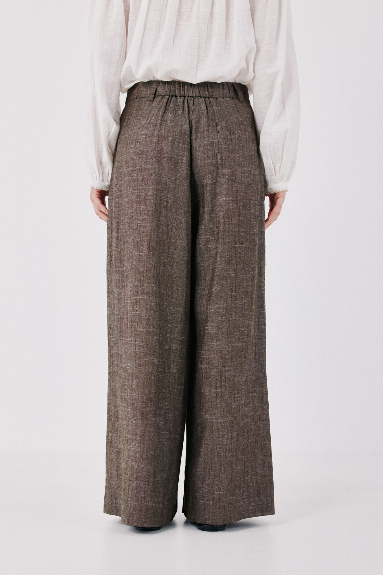 Cortefiel Wide leg trousers Dark brown