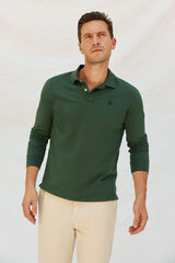 Cortefiel Essential long-sleeved polo shirt Dark green