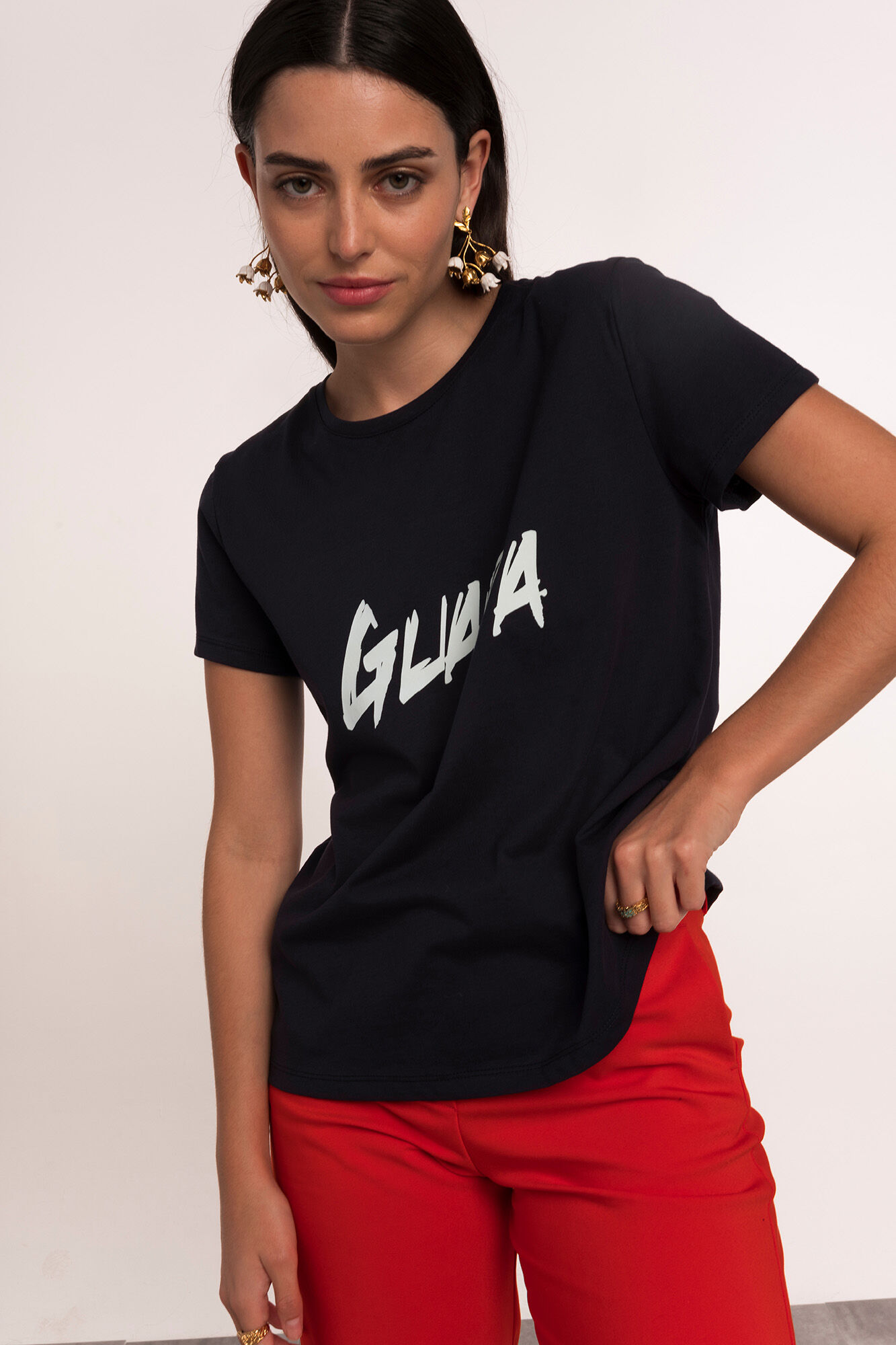 Dolores Promesas Short-sleeved 'Guapa' (Beautiful) T-shirt Navy