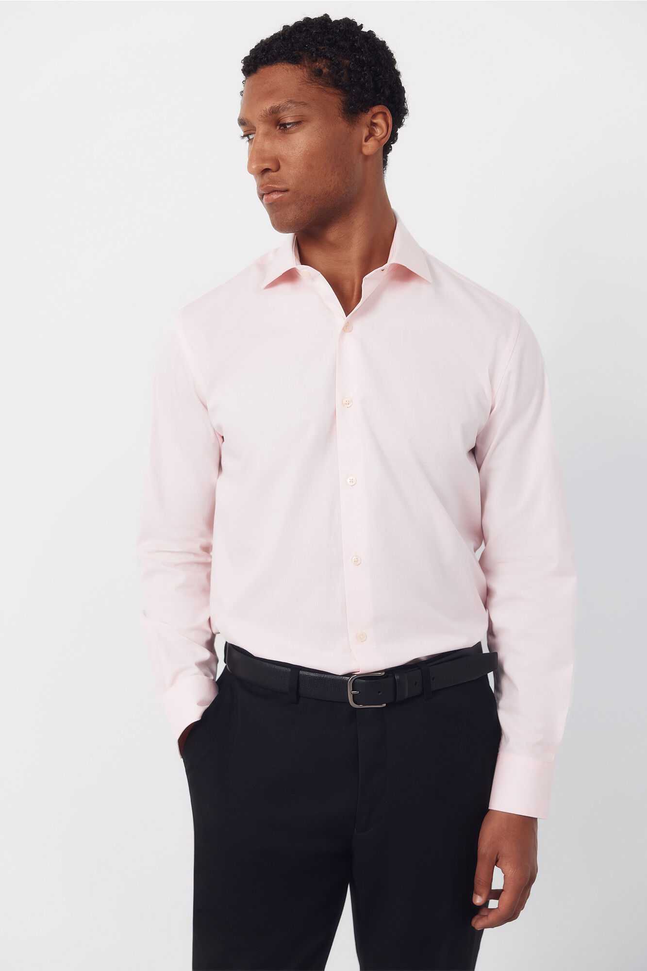 Cortefiel Plain easy-iron dress shirt Pink