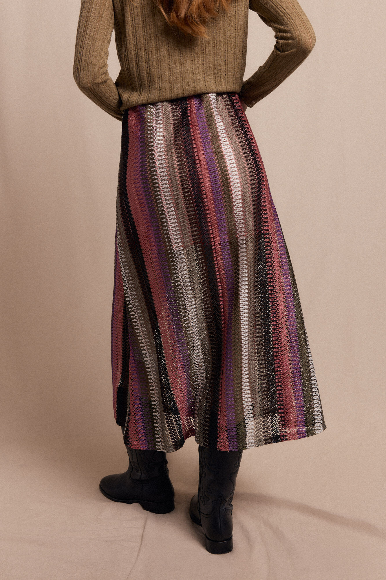 Slowlove Saia riscas de malha malha Vermelho