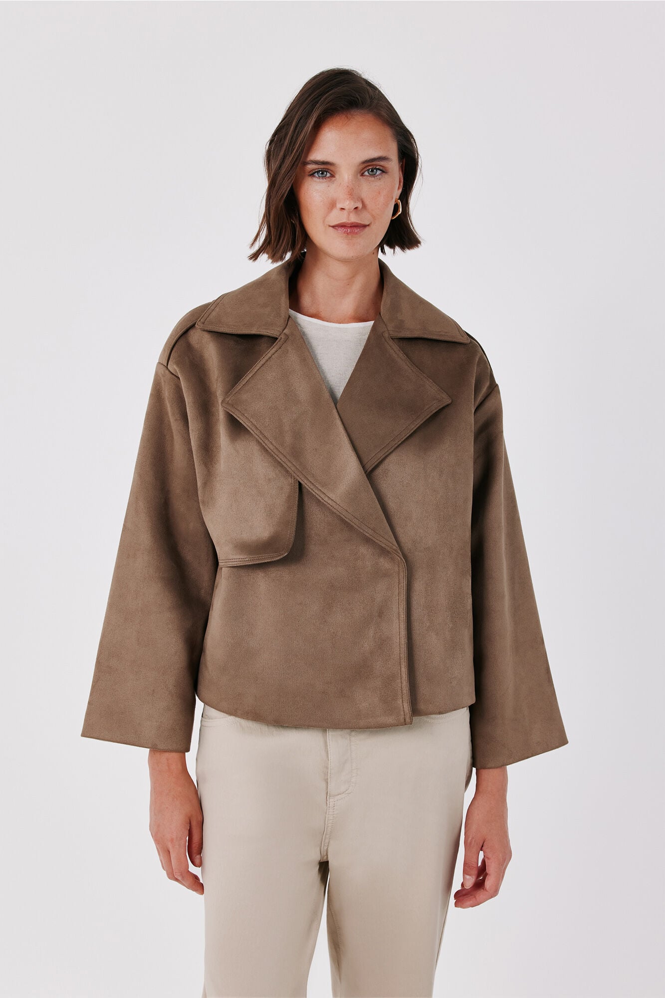 Cortefiel Faux suede short trench