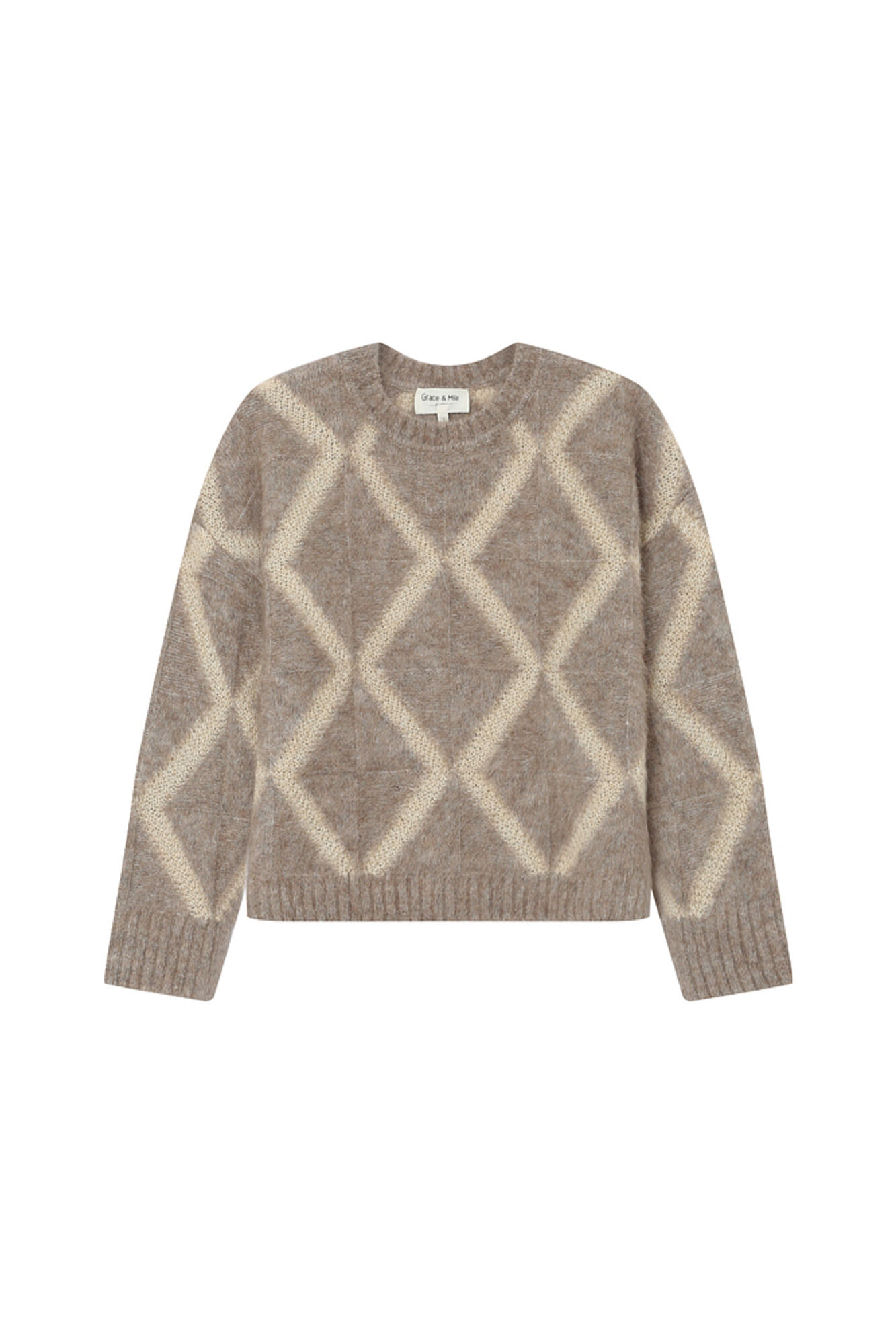Grace & Mila Camisola b&aacute;sico com gola redonda Tostado