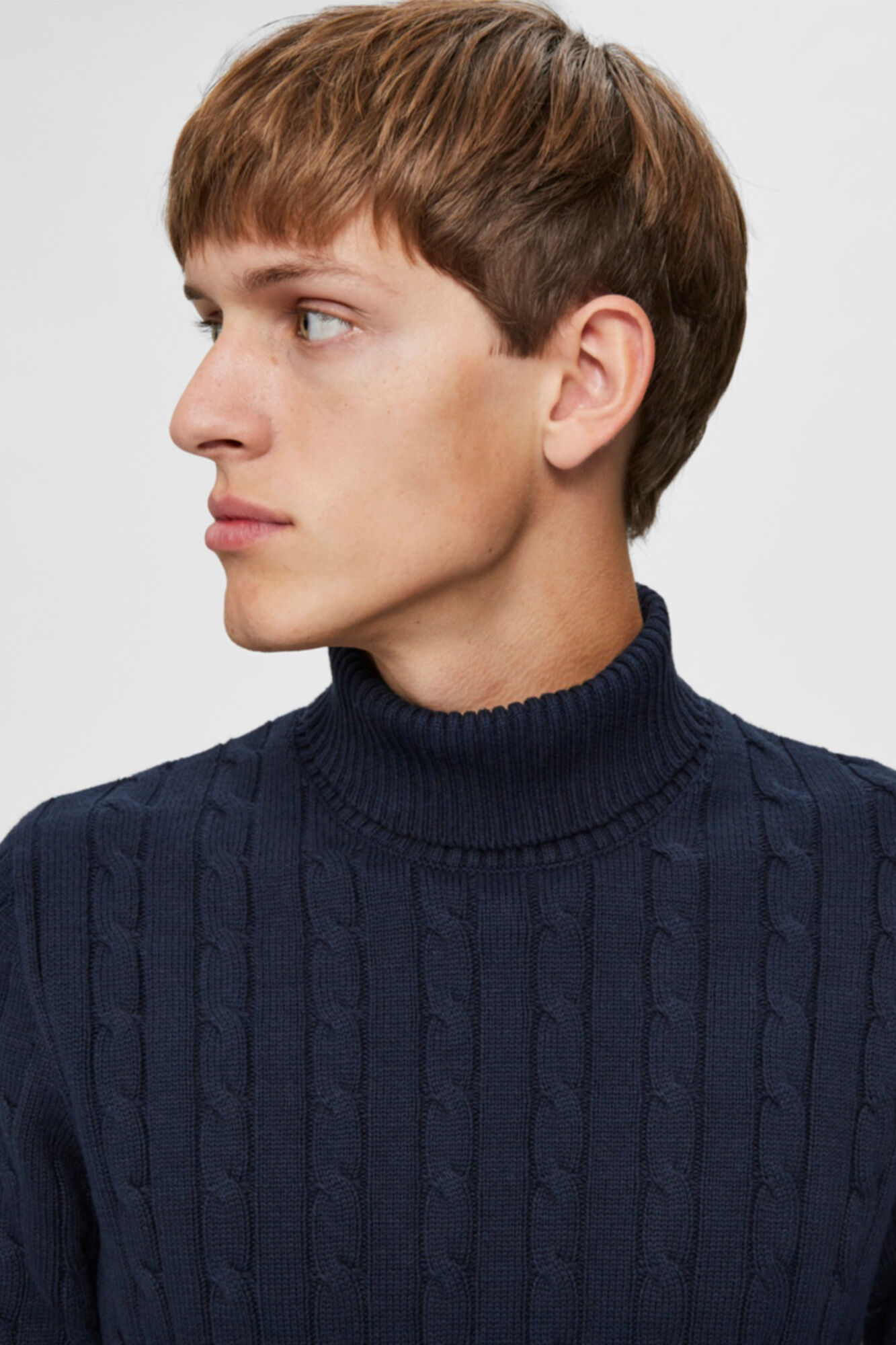 Selected Camisola de manga comprida de gola dobrada Azul