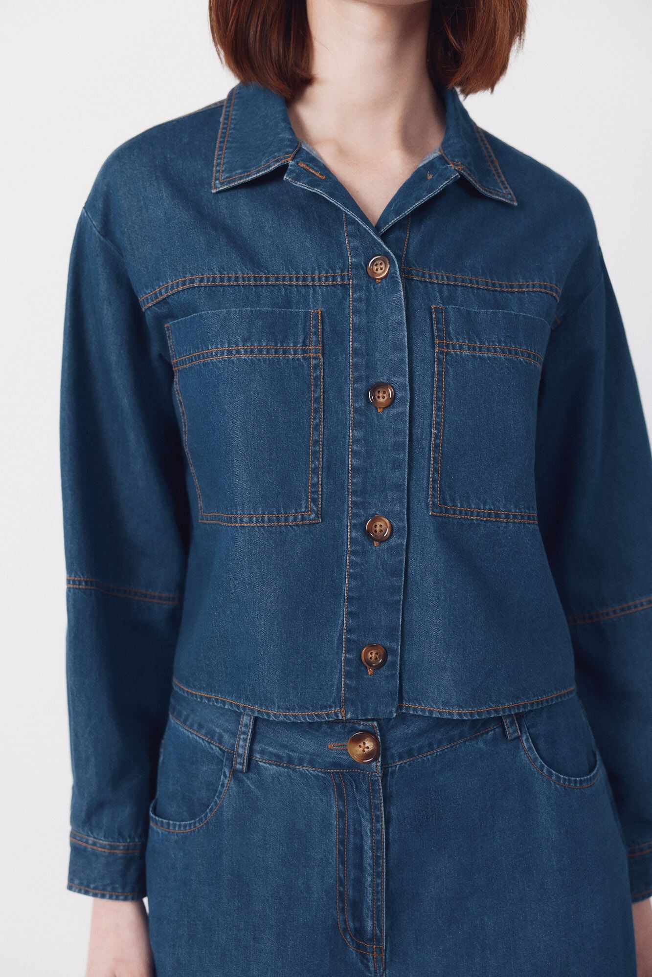 Cortefiel Camisa denim Soft Azul