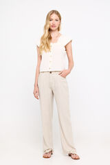 Cortefiel Soft striped trousers Ivory