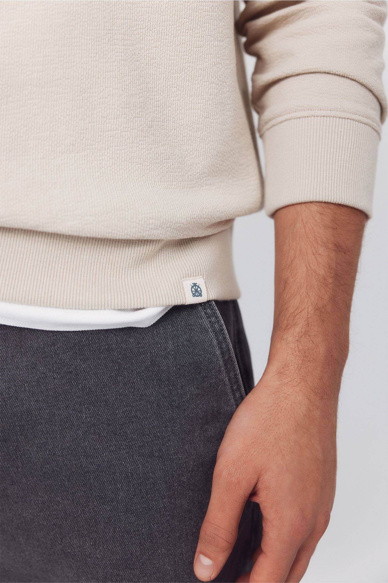 Cortefiel Textured crew neck sweatshirt Beige