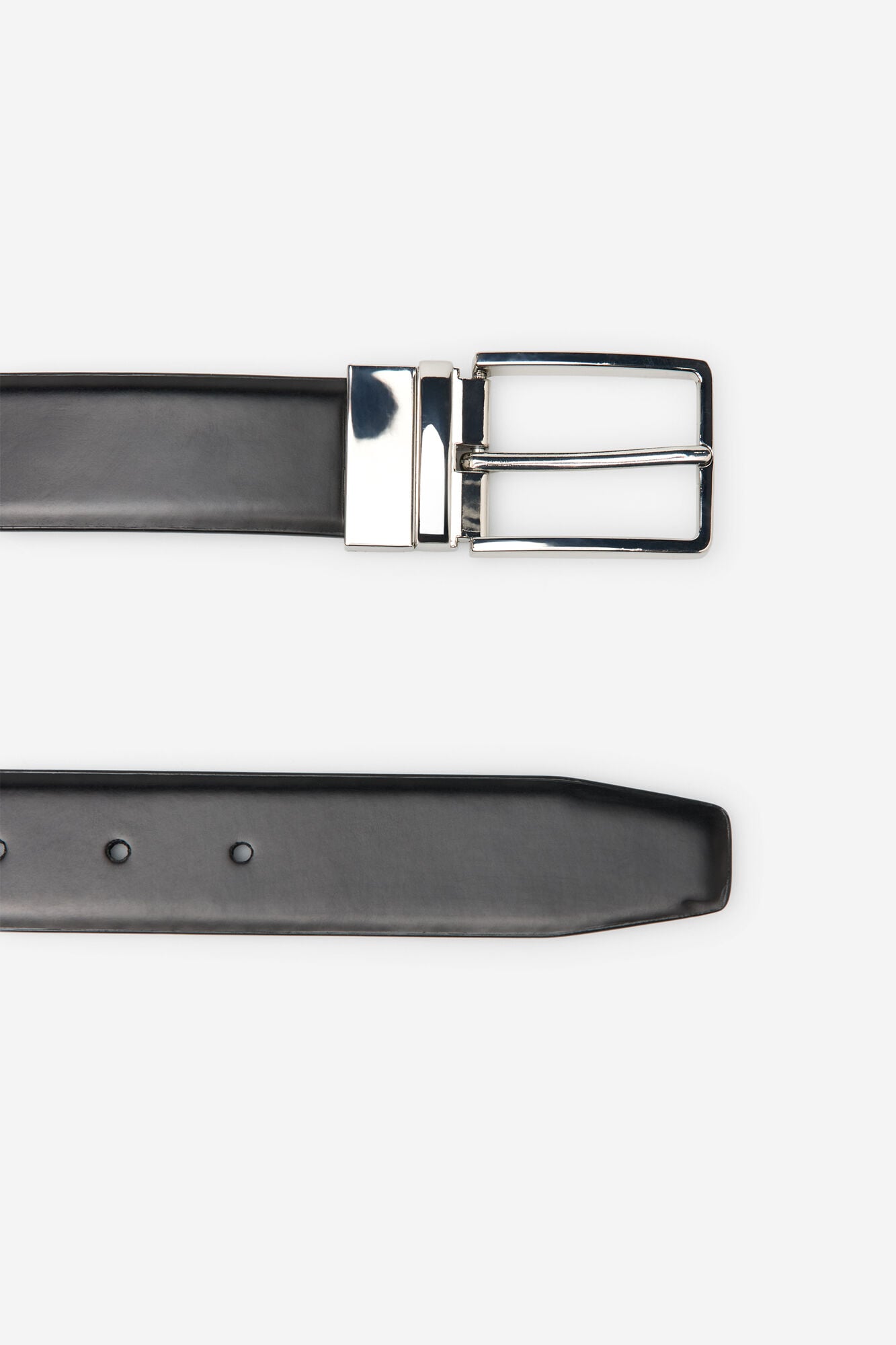 Cortefiel Reversible leather belt Black
