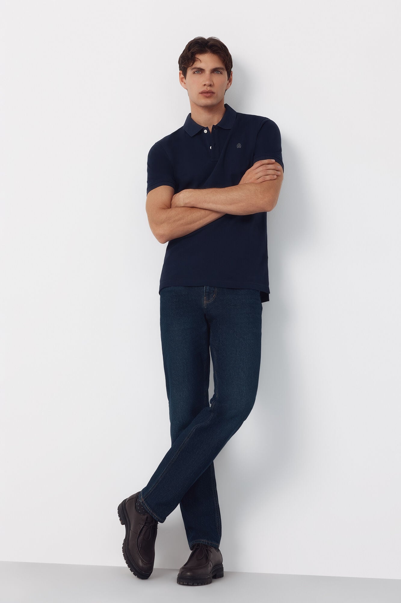Cortefiel Polo b&aacute;sico de piqu&eacute; slim Azul