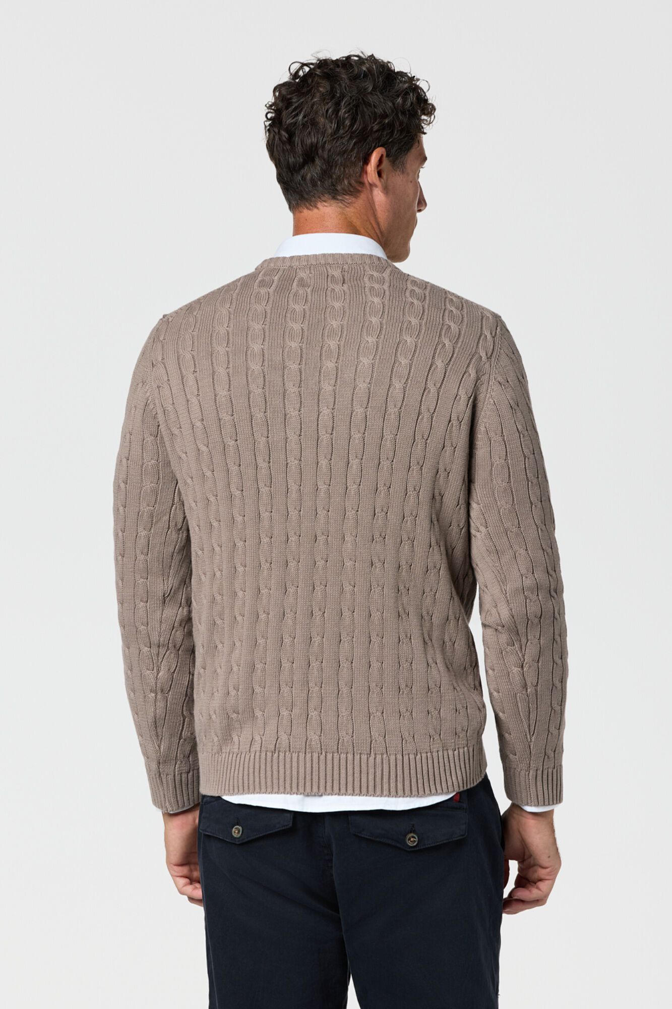 Williot Camisola de malha entran&ccedil;ada gola redonda