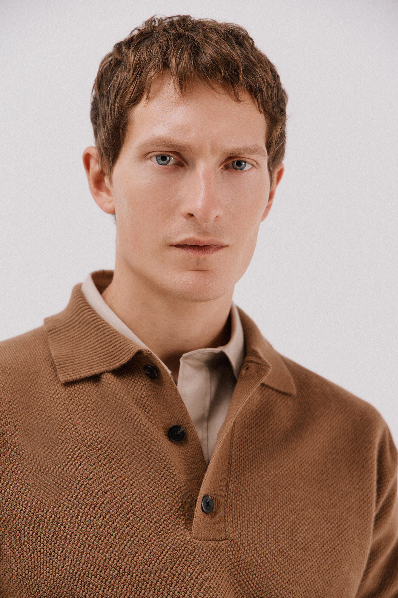 Cortefiel Structured wool sweater  Beige