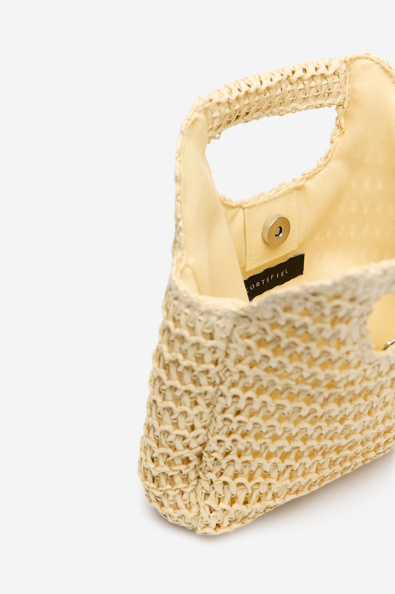 Cortefiel Raffia braided bag Ivory