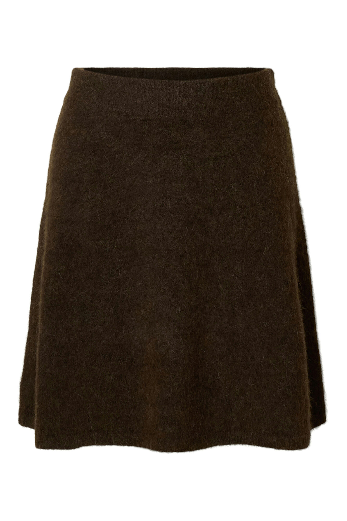 Selected Saia curta de alpaca e l&atilde; Castanho