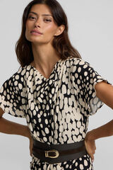 Silbon Vestido midi drapeado bolinhas Multicolorido