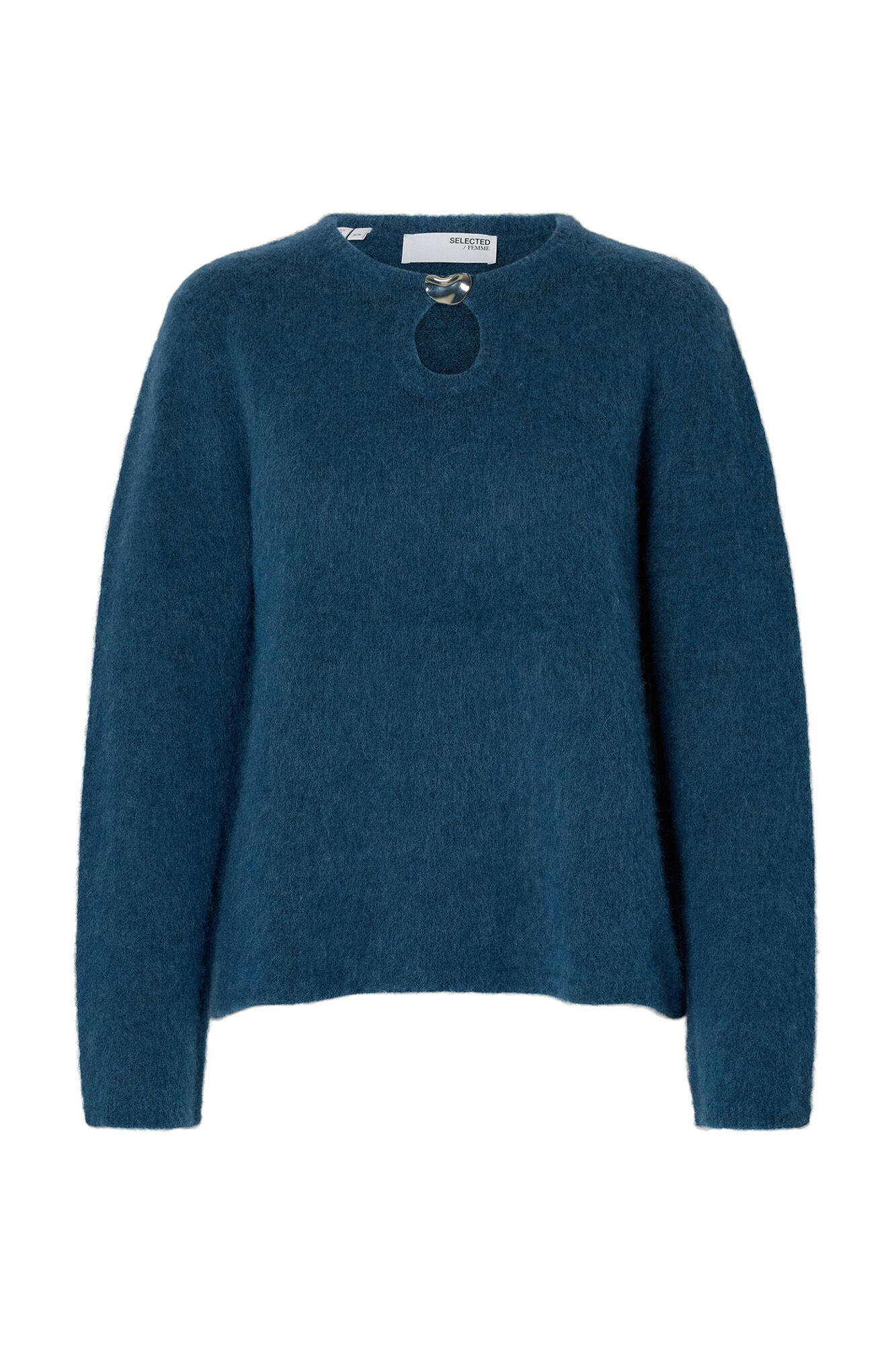 Selected Camisola com detalhes met&aacute;licos em l&atilde; e alpaca