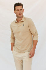 Cortefiel Essential long-sleeved polo shirt Beige