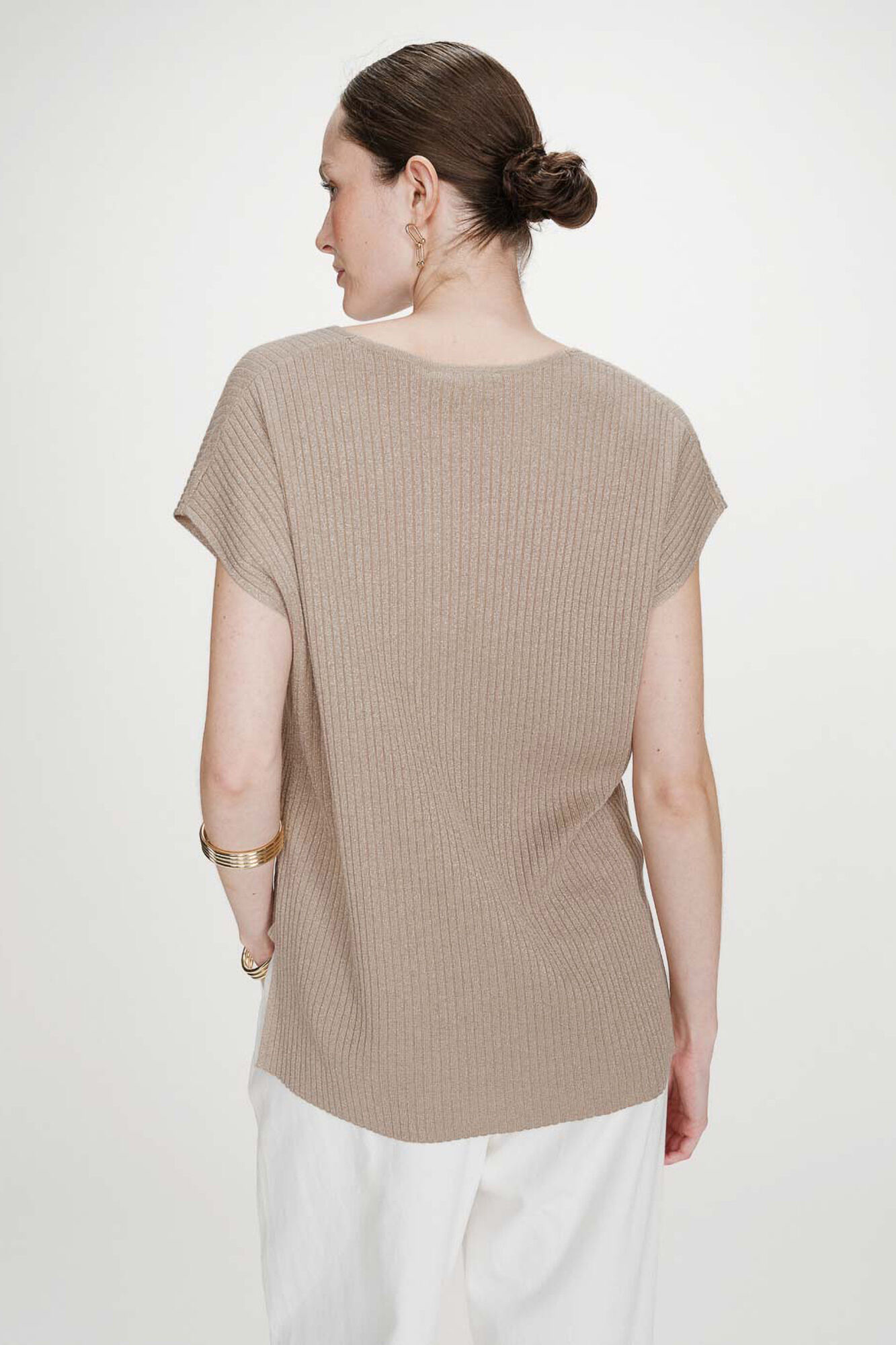 Grace & Mila Top de malha Lurex Dourado