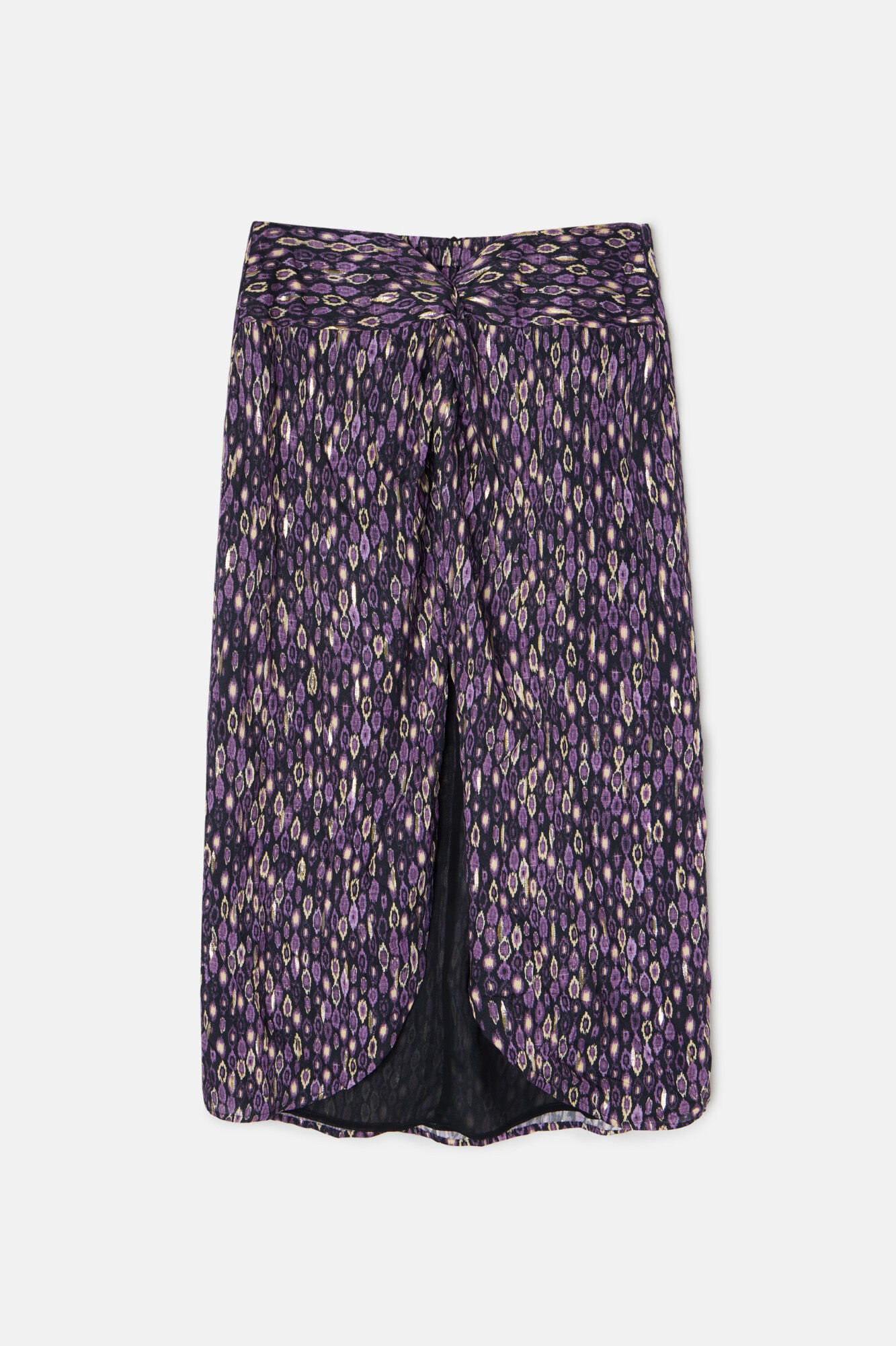 Silbon Saia midi com estampado ikat e abertura Roxo