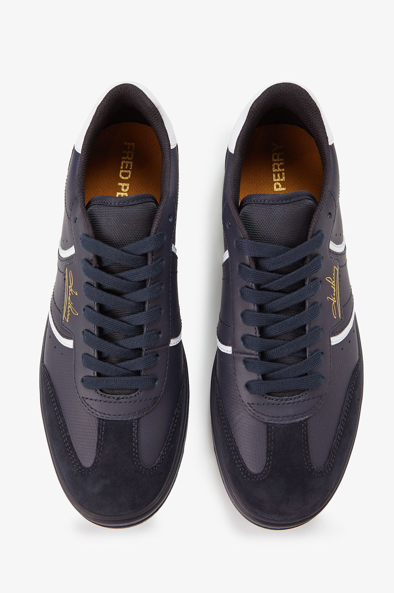Fred Perry B4 embossed leather/suede sneaker Navy