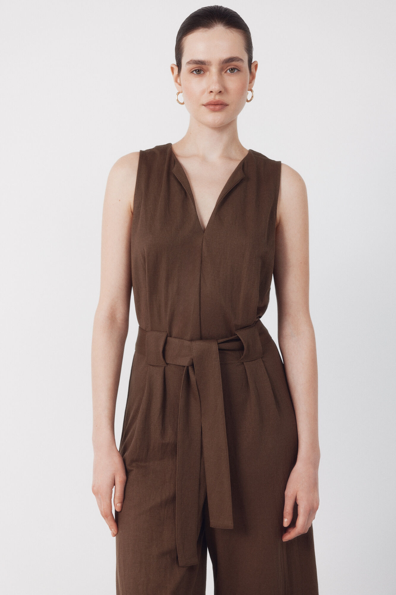 Cortefiel Piqu&eacute; jersey-knit mono Dark brown