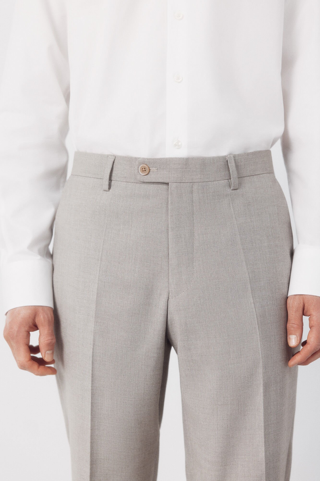 Cortefiel XXI Serie Taupe Structured Trousers Beige