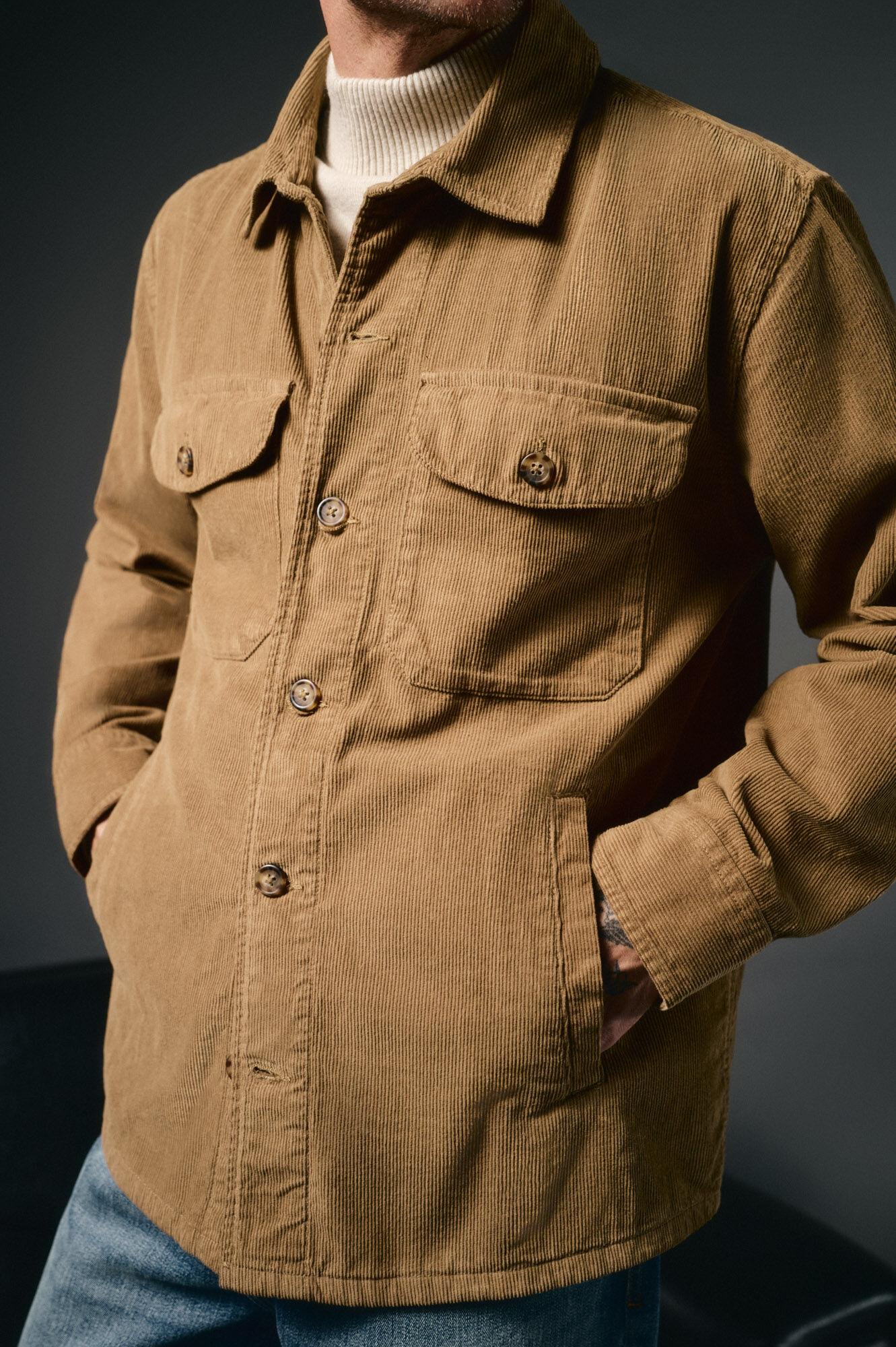 OOTO Sobrecamisa de bombazina Tostado