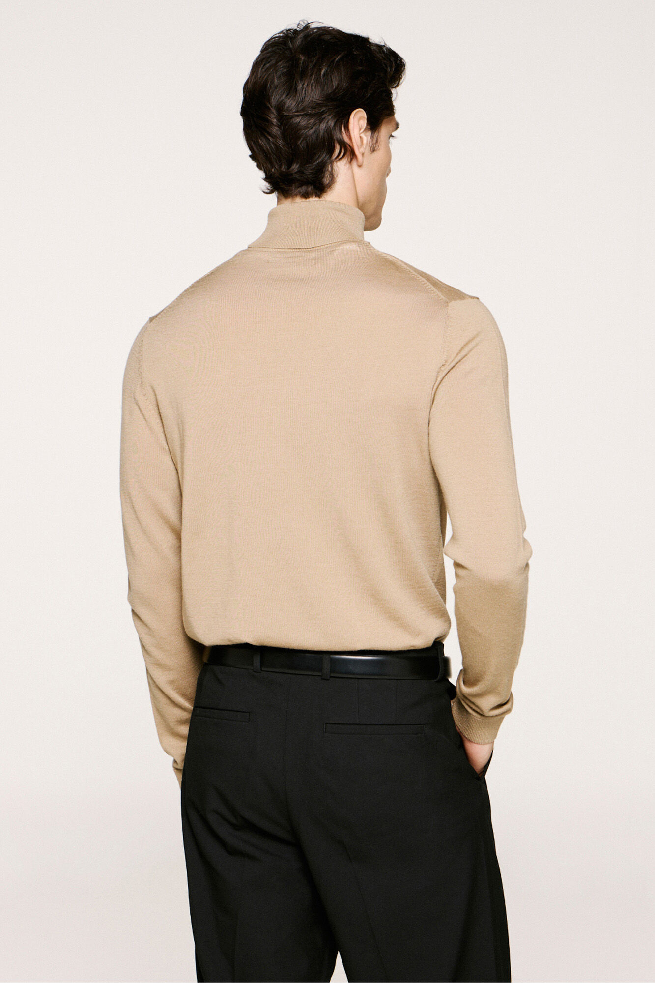 Selected 100% merino wool high neck jumper Nude