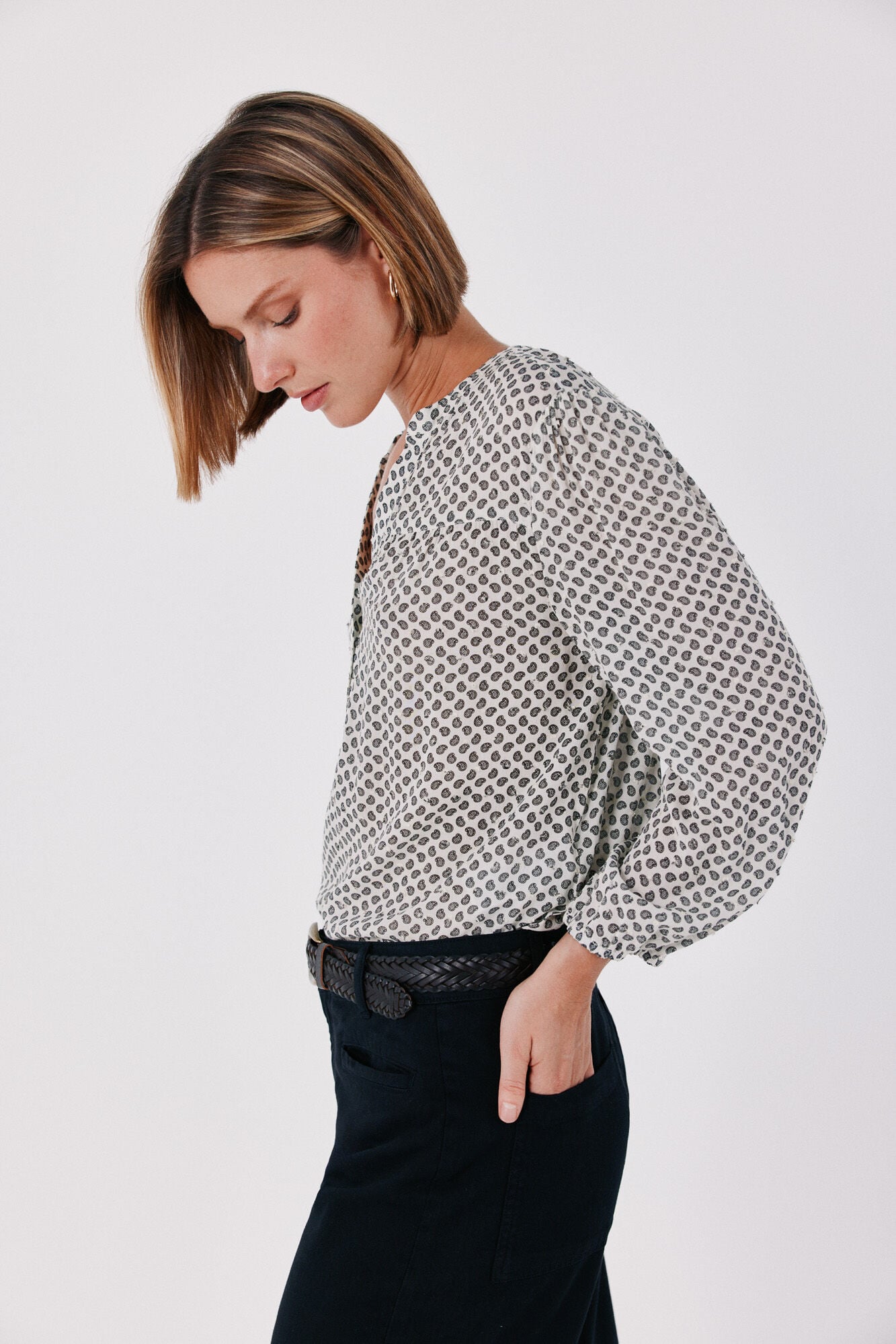 Cortefiel Blusa estampada fluida Impress&atilde;o