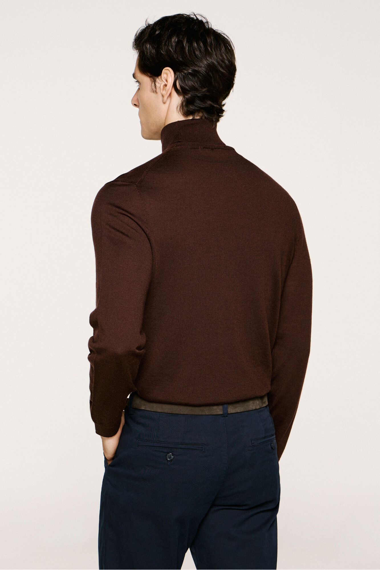 Selected Camisola de gola alta 100% l&atilde; merino Castanho