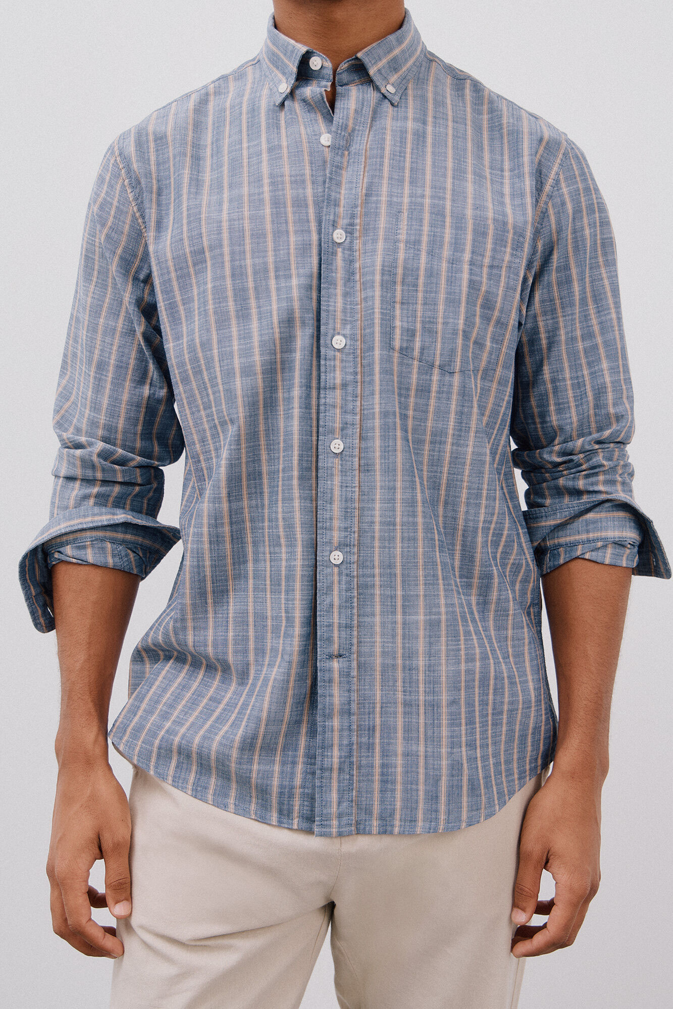 Cortefiel Camisa riscas em chamas Azul