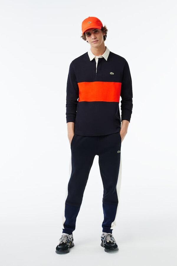Cortefiel Polo de rugby de algodón con diseño color-block para hombre Orange