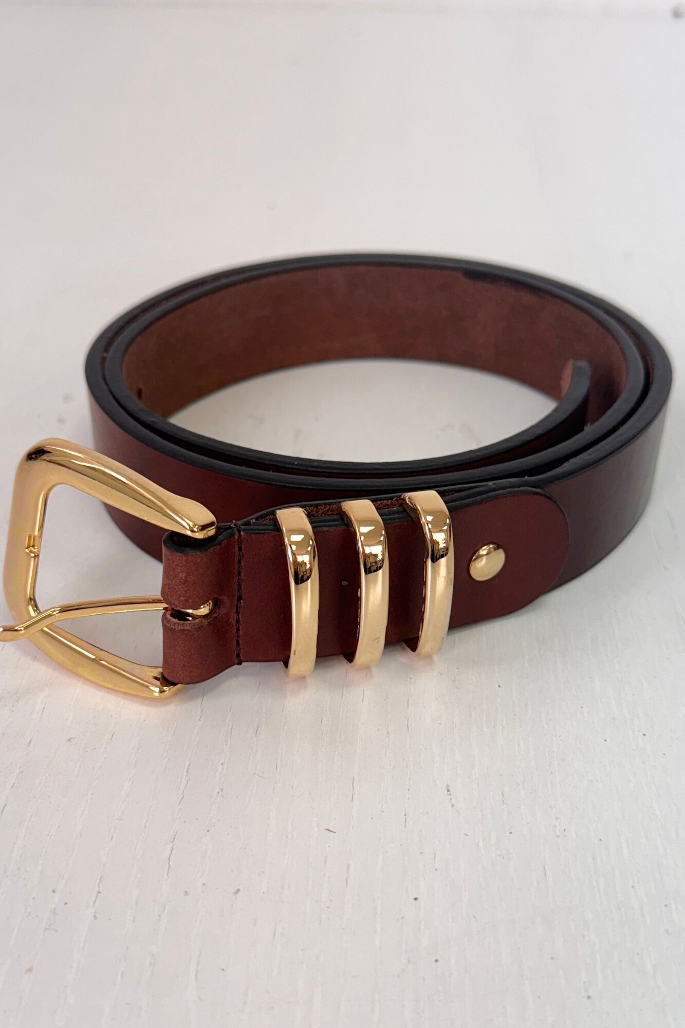 The Code Braided leather belt Dark brown
