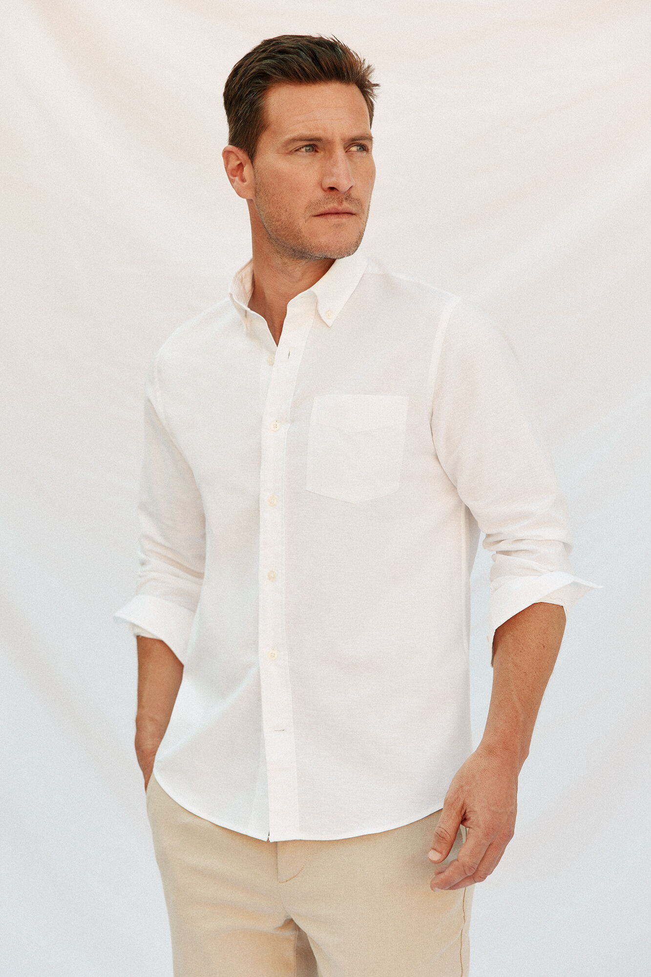 Cortefiel Plain linen/cotton shirt