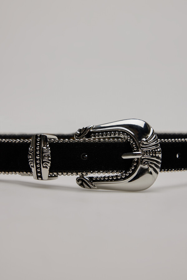 Cortefiel Split leather belt Black
