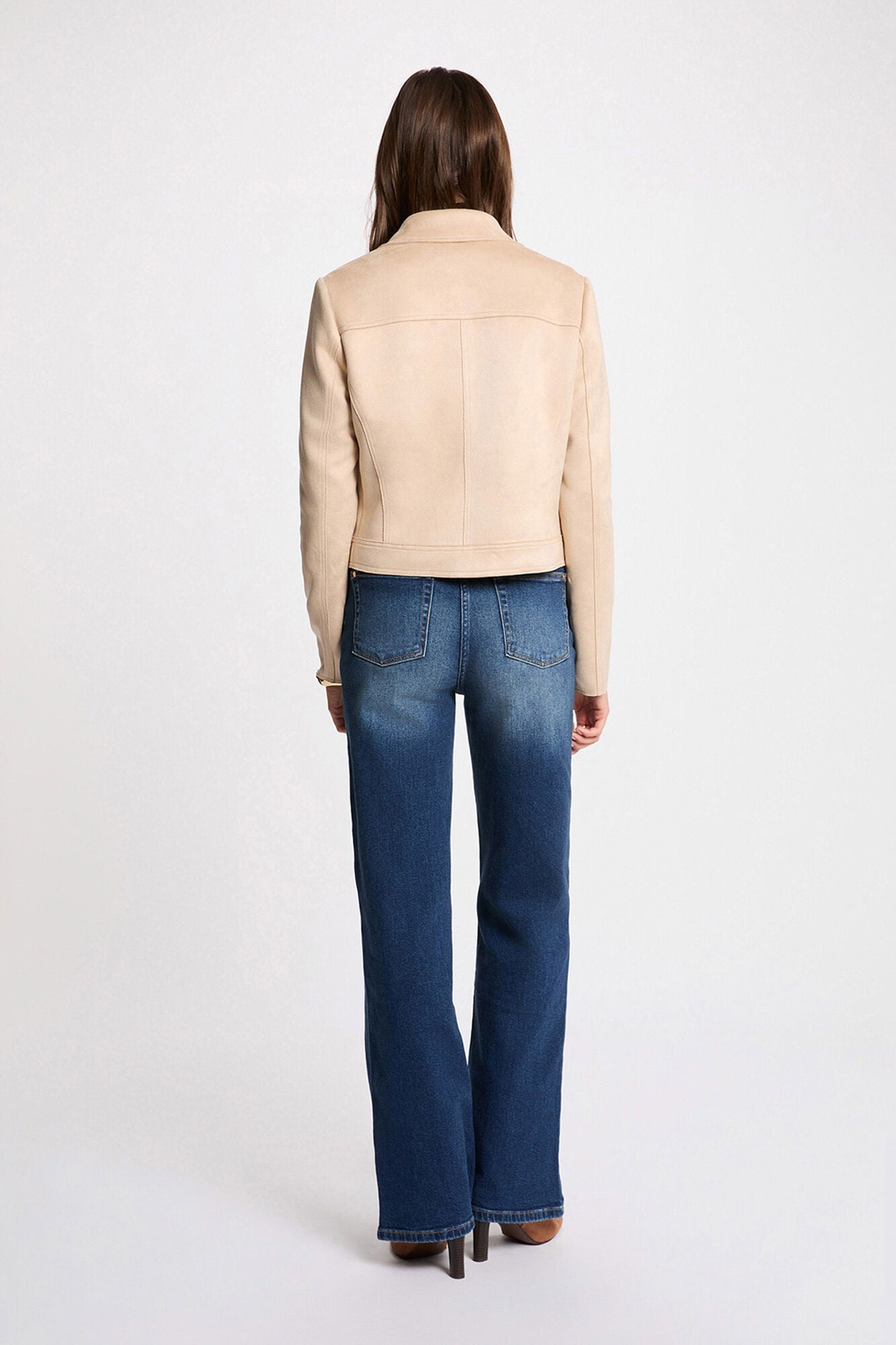 Morgan Blus&atilde;o curto de camur&ccedil;a Castanho