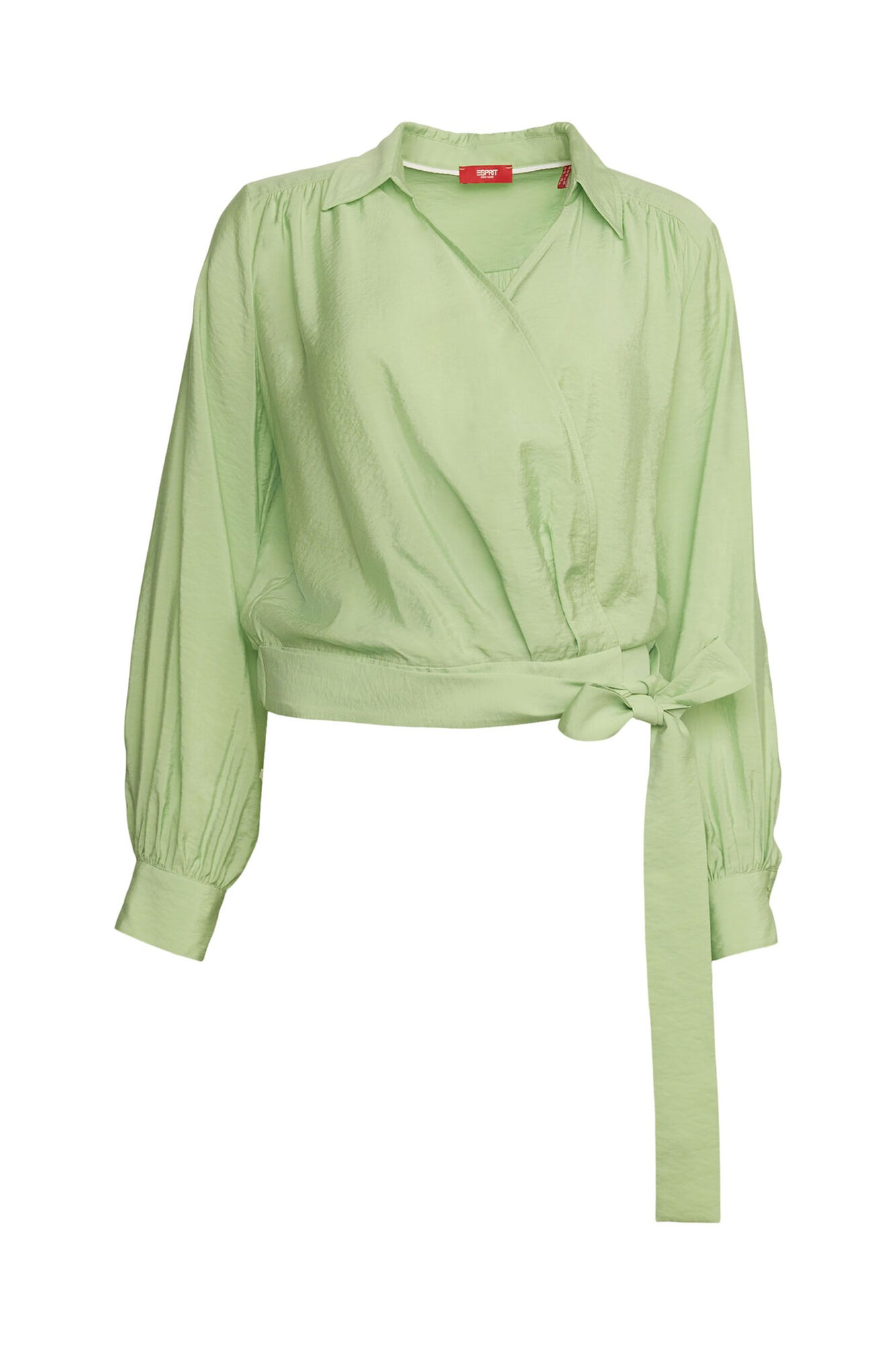 Esprit Plain colour viscose crossover blouse Green