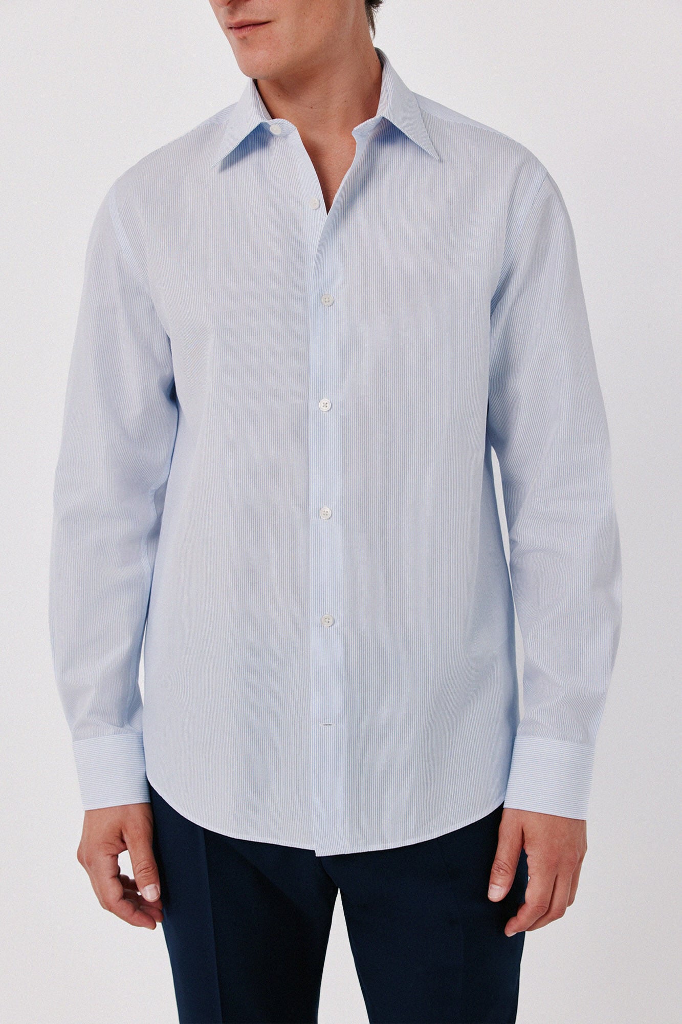 Cortefiel Striped cotton Tencel dress shirt Blue